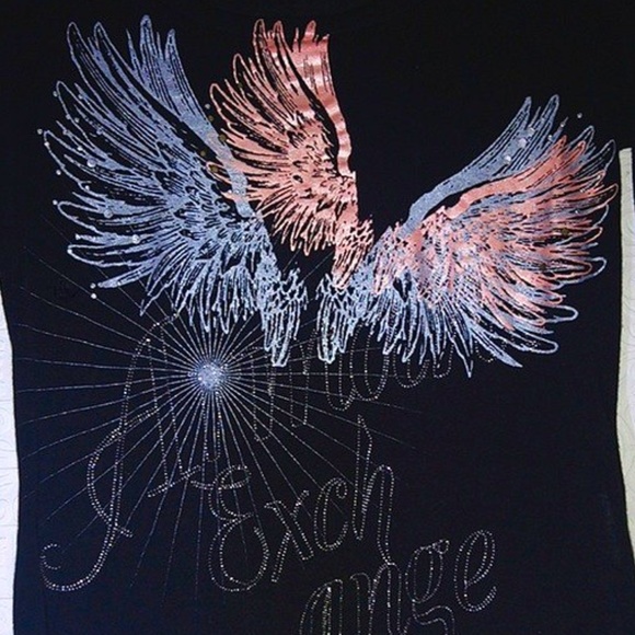 Armani Y2K Vintage Black Semi-Sheer Angel Wings Top S Small - Picture 2 of 7